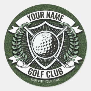 Persoonlijke NAAM Golfer Golf Club Turf Clubhouse Ronde Sticker