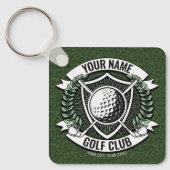 Persoonlijke NAAM Golfer Golf Club Turf Clubhouse Sleutelhanger (Voorkant)