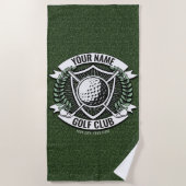 Persoonlijke NAAM Golfer Golf Club Turf Clubhouse Strandlaken (Voorkant)