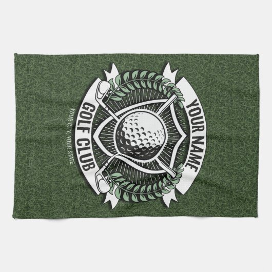 Persoonlijke NAAM Golfer Golf Club Turf Clubhouse Theedoek (Horizontaal)