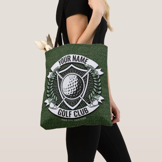 Persoonlijke NAAM Golfer Golf Club Turf Clubhouse Tote Bag (Dichtbij)