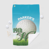 Persoonlijke NAAM Golfer Golf Pro Bal 19e Hole Golfhanddoek (Insitu)