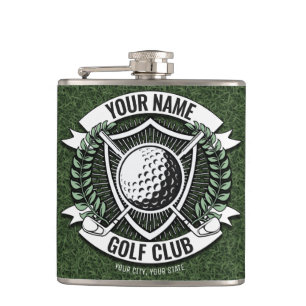 Persoonlijke NAAM Golfer Golfclub Gras Clubhuis Heupfles