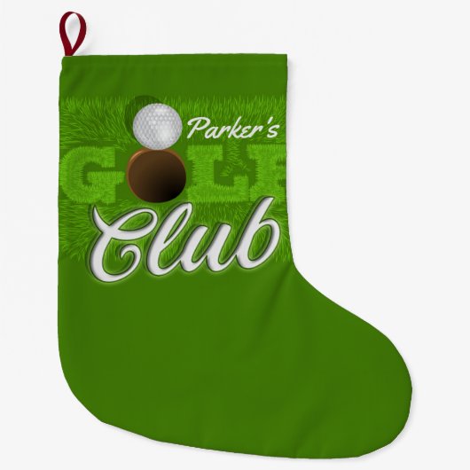 Persoonlijke NAAM Golfer Green Golf Course Club Grote Kerstsok (Voorkant)