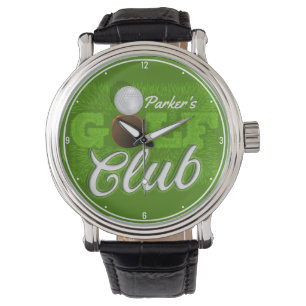 Persoonlijke NAAM Golfer Green Golf Course Club Horloge