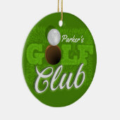 Persoonlijke NAAM Golfer Green Golf Course Club Keramisch Ornament (Rechts)