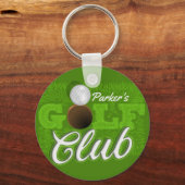 Persoonlijke NAAM Golfer Green Golf Course Club Sleutelhanger (Voorkant)