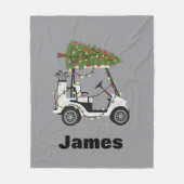 Persoonlijke naam golfer kerst golfkar Kerstmis Fleece Deken (Voorkant)