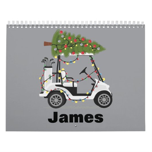 Persoonlijke naam golfer kerst golfkar Kerstmis Kalender (Hoes)