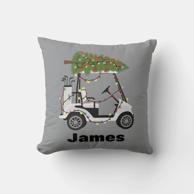Persoonlijke naam golfer kerst golfkar Kerstmis  Kussen (Voorkant)