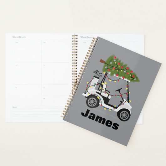Persoonlijke naam golfer kerst golfkar Kerstmis  Planner (Display)