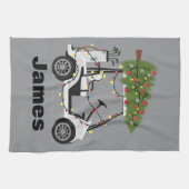 Persoonlijke naam golfer kerst golfkar Kerstmis  Theedoek (Horizontaal)