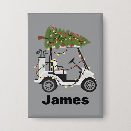 Persoonlijke naam golfer Kerstmis golfkar Kerstmis Button (Voorkant)