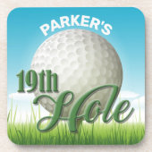 Persoonlijke NAAM Golfer Pro Ball 19th Hole Bier Onderzetter (Voorkant)