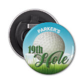 Persoonlijke NAAM Golfer Pro Ball 19th Hole Button Flesopener (Voorkant)