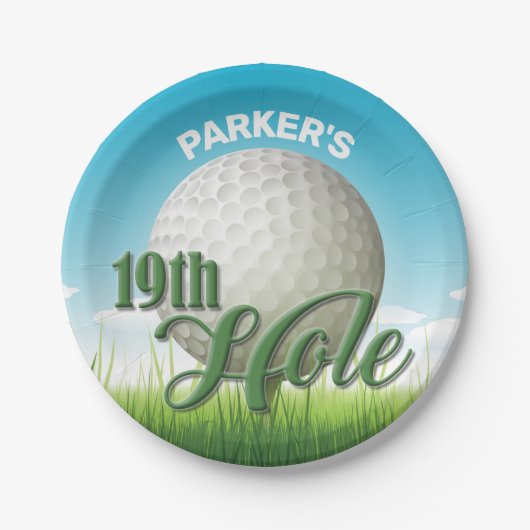 Persoonlijke NAAM Golfer Pro Ball 19th Hole Papieren Bordje (Voorkant)