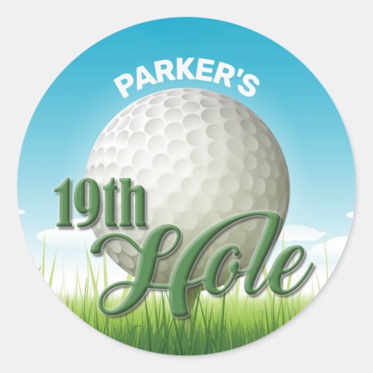 Persoonlijke NAAM Golfer Pro Ball 19th Hole Ronde Sticker (Voorkant)