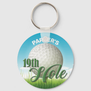 Persoonlijke NAAM Golfer Pro Ball 19th Hole Sleutelhanger