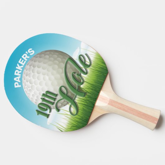 Persoonlijke NAAM Golfer Pro Ball 19th Hole Tafeltennisbatje (Zijkant)