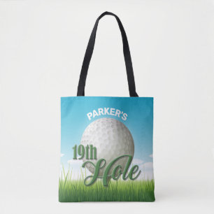 Persoonlijke NAAM Golfer Pro Ball 19th Hole Tote Bag