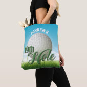 Persoonlijke NAAM Golfer Pro Ball 19th Hole Tote Bag (Dichtbij)