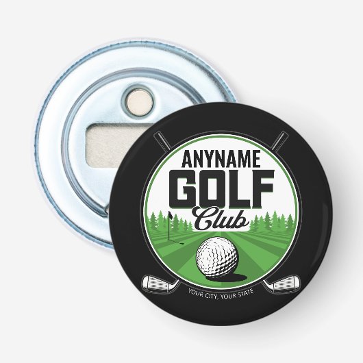 Persoonlijke NAAM Golfing Pro Golf Club Player Button Flesopener (Voorkant)