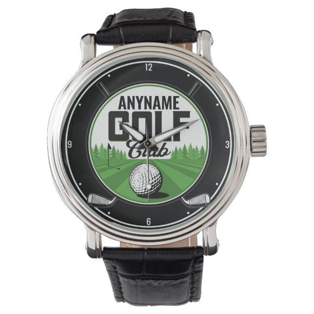 Persoonlijke NAAM Golfing Pro Golf Club Player Horloge (Voorkant)