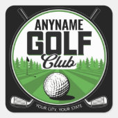 Persoonlijke NAAM Golfing Pro Golf Club Player Vierkante Sticker (Voorkant)