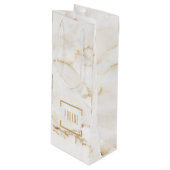 Persoonlijke naam goud effect marmer wijn cadeautas (Voorkant Gekanteld)