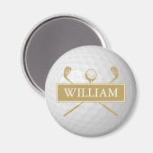 Persoonlijke naam goud en witte golfbal magneet (Voorkant / Achterkant)