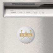 Persoonlijke naam goud en witte golfbal magneet (Insitu (Vaatwasser))