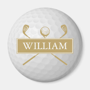 Persoonlijke naam goud en witte golfbal magneet