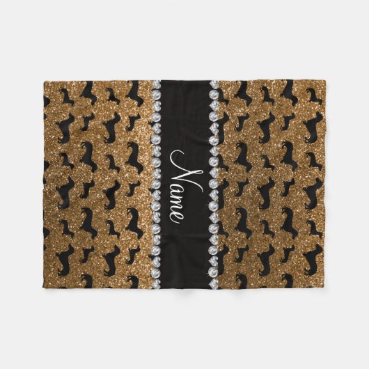 Persoonlijke naam goud glitter dachshunds fleece deken (Voorkant (Horizontaal))