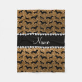 Persoonlijke naam goud glitter dachshunds fleece deken (Voorkant)