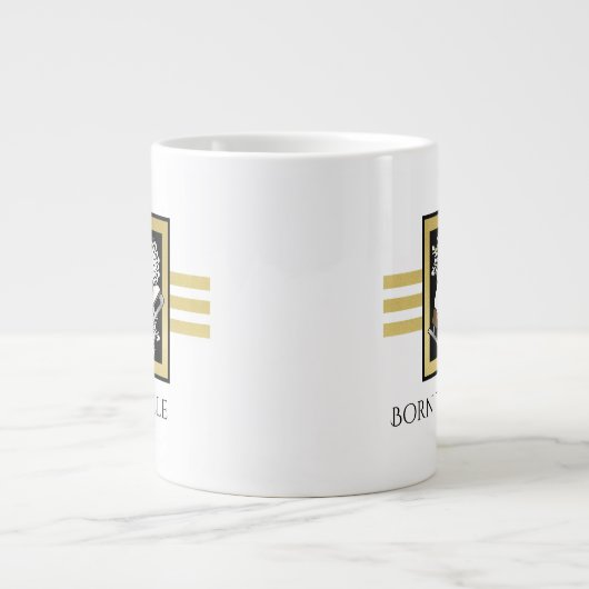 Persoonlijke naam goud zwart wit schaatsen grote koffiekop (Voorkant)