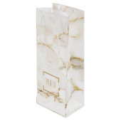 Persoonlijke naam goudeffect marmer wijn cadeautas (Achterkant Gekanteld)