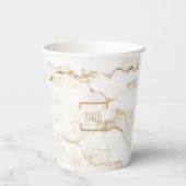Persoonlijke naam gouden effect marmer papieren bekers (Achterkant)