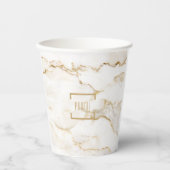 Persoonlijke naam gouden effect marmer papieren bekers (Voorkant)