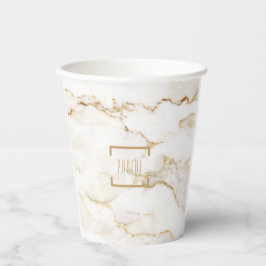 Persoonlijke naam gouden effect marmer papieren bekers