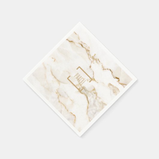 Persoonlijke naam gouden effect marmeren papier servet (Hoek)
