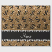 Persoonlijke naam gouden zgn. dollartekens cadeaupapier (Vlak)