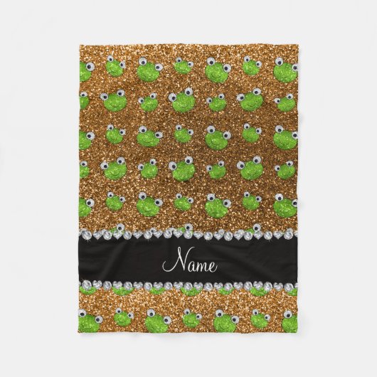 Persoonlijke naam goudglitterkikkers fleece deken (Voorkant)