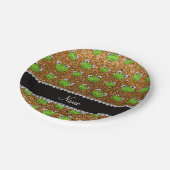 Persoonlijke naam goudglitterkikkers papieren bordje (Gekanteld)