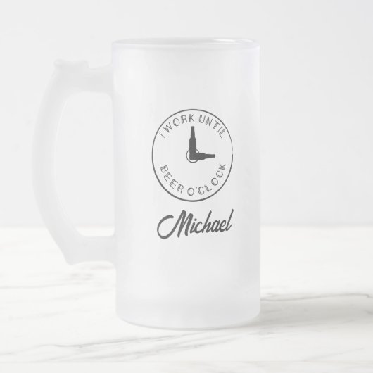 Persoonlijke naam grappig matglas bierpul (Links)