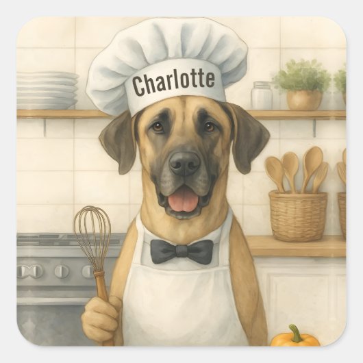 Persoonlijke naam grappige geweldige Deense hond c Vierkante Sticker (Voorkant)
