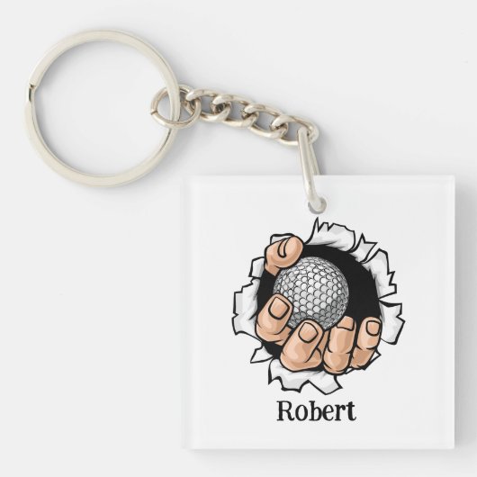 Persoonlijke naam Grappige golfbal Sleutelhanger (voorkant)