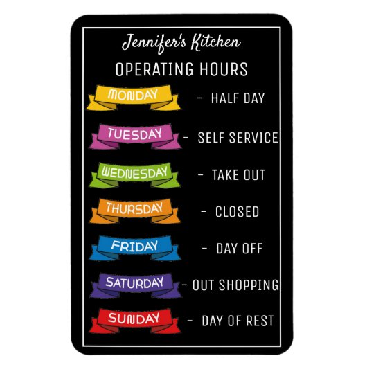 Persoonlijke naam grappige keuken werkuren M Magneet (Verticaal)