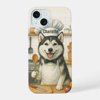 Persoonlijke naam grappige Siberische Husky hond c iPhone 15 Case
