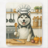 Persoonlijke naam grappige Siberische Husky hond c Muismat (Voorkant)