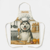 Persoonlijke naam grappige Siberische Husky hond c Schort (Voorkant)